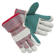 MCR™ Safety Men's Economy Leather Palm Gloves, White/Red, Large, 12 Pairs Item: MPG1211J