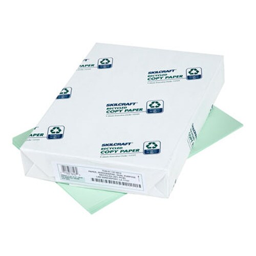 AbilityOne® 7530011476812, SKILCRAFT Colored Copy Paper, 20 lb Bond Weight, 8.5 x 11, Green, 500 Sheets/Ream, 10 Reams/Carton Item: NSN1476812