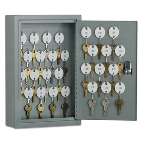 AbilityOne® 7125011515435, SKILCRAFT Locking Key Cabinet, 30-Key, Steel, Gray, 8 x 2.63 x 12.25 Item: NSN1515435