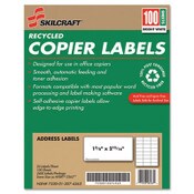 AbilityOne® 7530012074363, SKILCRAFT Recycled Copier Labels, Copiers, 1.38 x 2.81, White, 24/Sheet, 100 Sheets/Box Item: NSN2074363