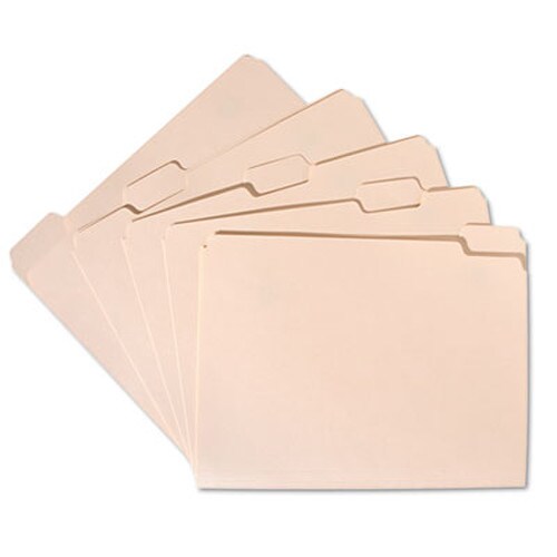 AbilityOne® 7530002815941, SKILCRAFT Manila File Folder, 1/5-Cut Tabs: Assorted, Letter Size, 0.75" Expansion, Manila, 100/Box Item: NSN2815941