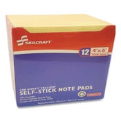 AbilityOne® 7530012858355, SKILCRAFT Self-Stick Note Pad, 4" x 6", Yellow, 100 Sheets/Pad, 12 Pads/Pack Item: NSN2858355