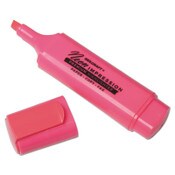 AbilityOne® 7520013519146, SKILCRAFT Flat Fluorescent Highlighter, Fluorescent Pink Ink, Chisel Tip, Pink Barrel, Dozen Item: NSN3519146