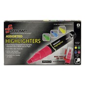 AbilityOne® 7520013837938, SKILCRAFT Large Fluorescent Highlighter, Assorted Ink Colors, Chisel Tip, Assorted Barrel Colors, 4/Set Item: NSN3837938