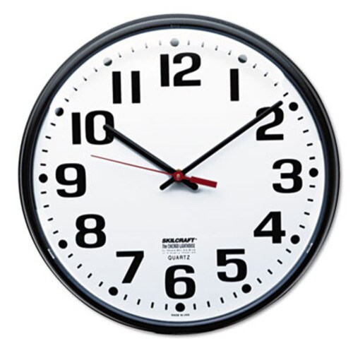 AbilityOne® 6645013897944 SKILCRAFT Slimline Quartz Wall Clock, 12.75" Overall Diameter, Black Case, 1 AA (sold separately) Item: NSN3897944