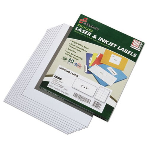 AbilityOne® 7530015144903, SKILCRAFT Recycled Laser and Inkjet Labels, Inkjet/Laser Printers, 2 x 4, White, 10/Sheet, 100 Sheets/Box Item: NSN5144903