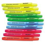 AbilityOne® 7520015548208, SKILCRAFT Retractable Highlighter, Assorted Ink Colors, Chisel Tip, Assorted Barrel Colors, 10/Set Item: NSN5548208