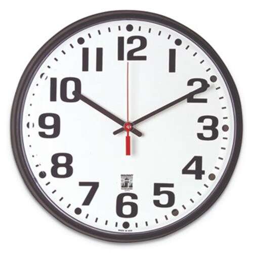 AbilityOne® 6645015573148 SKILCRAFT Self-Set Wall Clock, 12.75" Overall Diameter, Black Case, 1 AA (sold separately) Item: NSN5573148
