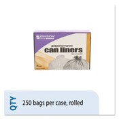 AbilityOne® 8105015574973, SKILCRAFT High Density Coreless Roll Can Liners, 45 gal, 16 mic, 40" x 48", Natural, Perforated Roll, 250/Box Item: NSN5574973