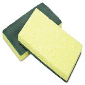 AbilityOne® 7920015664130, SKILCRAFT Cellulose Scrubber Sponge, 3.25 x 6.25, 0.75" Thick, Yellow/Green, 3/Pack Item: NSN5664130