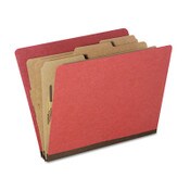 AbilityOne® 7530015726208, SKILCRAFT Classification Folder, 3" Expansion, 3 Dividers, 8 Fasteners, Letter Size, Earth Red, 10/Pack Item: NSN5726208