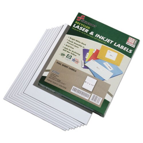 AbilityOne® 7530015789298, SKILCRAFT Recycled Laser and Inkjet Labels, Inkjet/Laser Printers, 8.5 x 11, White, 100/Box Item: NSN5789298