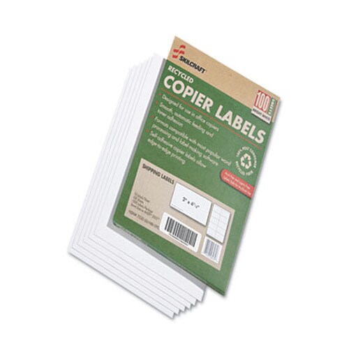 AbilityOne® 7530015872621, SKILCRAFT Recycled Copier Labels, Copiers, 2 x 4.25, White, 10/Sheet, 100 Sheets/Box Item: NSN5872621