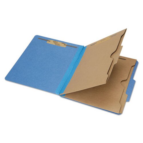 AbilityOne® 7530016006971, SKILCRAFT Pocket Classification Folder, 2" Expansion, 2 Dividers, 6 Fasteners, Letter Size, Dark Blue, 10/Box Item: NSN6006971
