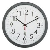 AbilityOne® 6645016238823 SKILCRAFT Self-Set Wall Clock, 14.5" Overall Diameter, Black Case, 1 AA (sold separately) Item: NSN6238823