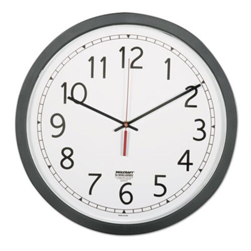 AbilityOne® 6645016238824 SKILCRAFT Quartz Wall Clock, 16.5" Overall Diameter, Black Case, 1 AA (sold separately) Item: NSN6238824