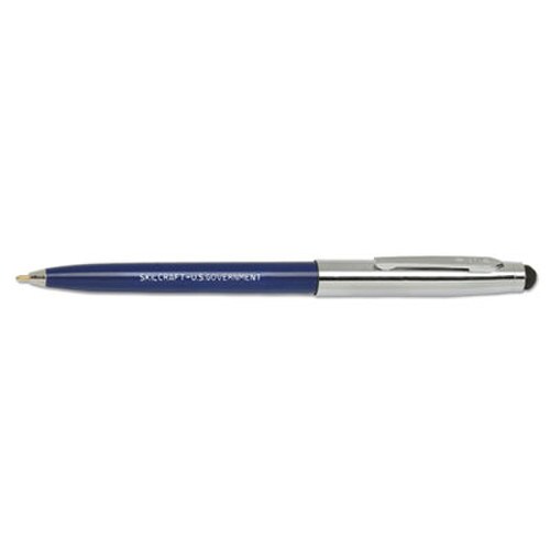 AbilityOne® 7520016438195, SKILCRAFT Combo Ballpoint Pen/Stylus, Retractable, Medium 1 mm, Blue Ink, Blue/Silver Barrel Item: NSN6438195