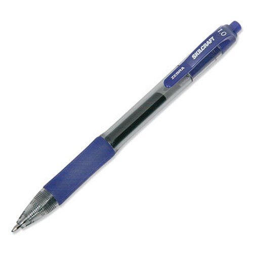 AbilityOne® 7520016473138, SKILCRAFT Gel Pen, Retractable, Bold 1 mm, Blue Ink, Clear/Blue Barrel, Dozen Item: NSN6473138