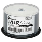 AbilityOne® 7045016582771, SKILCRAFT Inkjet Printable DVD-R, 4.7 GB, 16x, Spindle, White, 50/Pack Item: NSN6582771