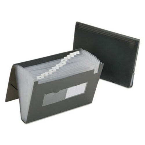 AbilityOne® 7530016597149, SKILCRAFT 1.25" Expansion File, 12 Sections, Elastic Cord Closure, Straight Tab, Letter Size, Smoke, 12/Carton Item: NSN6597149