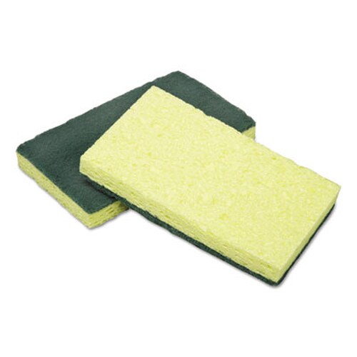 AbilityOne® 7920016634340, SKILCRAFT Cellulose Scrubber Sponge, 2.75 x 4.5, 0.7 Thick", Yellow/Green, 3/Pack Item: NSN6634340