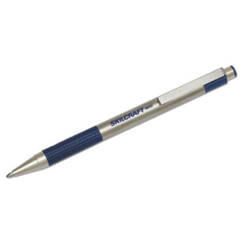 AbilityOne® 7520016661052, SKILCRAFT Zebra Ballpoint Pen, Retractable, Medium 1 mm, Blue Ink, Stainless Steel Barrel, 2/Pack Item: NSN6661052