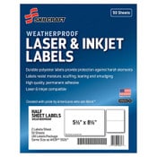 AbilityOne® 7530016736219, SKILCRAFT Weatherproof Mailing Labels, Laser Printers, 5.5 x 8.5, White, 2/Sheet, 50 Sheets/Pack Item: NSN6736219
