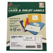 AbilityOne® 7530016736513 SKILCRAFT Recycled Laser and Inkjet Labels, Inkjet/Laser Printers, 1.33 x 4, White, 14/Sheet, 100 Sheets/Box Item: NSN6736513