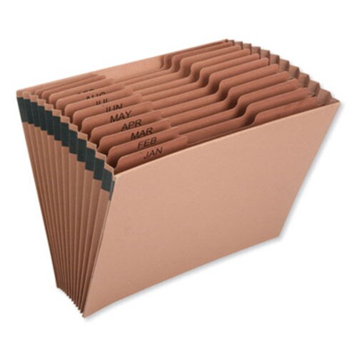 AbilityOne® 7530016819290, SKILCRAFT Expanding File, Jan-Dec, 9" Expansion, 12 Sections, 1/12-Cut Tabs, Letter Size, Brown Item: NSN6819290