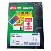 AbilityOne® 7530016875089 SKILCRAFT/AVERY Surface Safe Sign Labels, 3.5 x 5, White, 4/Sheet, 15 Sheets/Box, 12 Boxes/Box Item: NSN6875089