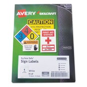 AbilityOne® 7530016878151 SKILCRAFT/AVERY Surface Safe Sign Labels, 8 x 8, White, 1/Sheet, 15 Sheets/Box, 12 Boxes/Box Item: NSN6878151