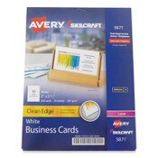 AbilityOne® 7530016878444 SKILCRAFT/AVERY Clean Edge Business Cards, Laser, 3.5 x 2, White, 10/Sheet, 20 Sheets/Pack Item: NSN6878444