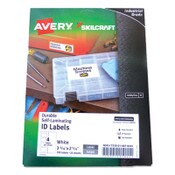 AbilityOne® 7530016878445 SKILCRAFT/AVERY Durable Self-Laminating ID Labels, 2.31 x 3.31, White, 4/Sheets, 25 Sheets/Pack Item: NSN6878445