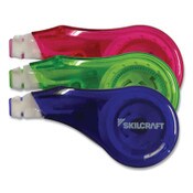 AbilityOne® 7510016919671, SKILCRAFT Correction Tape Recycled Mini-Dispenser, Non-Refillable, Blue/Green/Red, 0.2" x 394", 3/Pack Item: NSN6919671