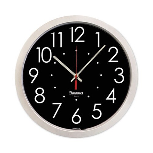 AbilityOne® 6645016986560 SKILCRAFT High Contrast Quartz Wall Clock, 14.5" Overall Diameter, White Case, 1 AA (sold separately) Item: NSN6986560