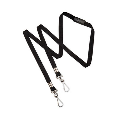 AbilityOne® 8455016988429, SKILCRAFT Face Mask Lanyard, Metal J-Hook Fastener, 36" Long, Black, Dozen Item: NSN6988429