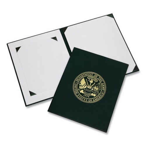 AbilityOne® 7510017011805, SKILCRAFT Awards Certificate Binder, Army Seal, 14.5 x 11.5, Green/Gold Item: NSN7011805