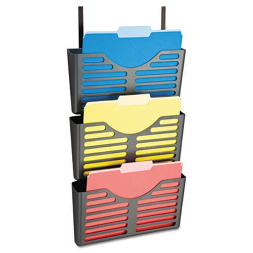 Officemate VerticalMate Cubicle Wall File Pocket, 3 Sections, Letter Size, 13.5" x 6" x 28", Charcoal, 3/Pack Item: OIC29314