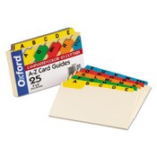 Oxford™ Manila Index Card Guides with Laminated Tabs, 1/5-Cut Top Tab, A to Z, 3 x 5, Manila, 25/Set Item: OXF03514