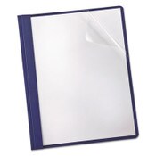 Oxford™ Clear Front Linen Report Cover, Three-Prong Fastener, 0.5" Capacity, 8.5 x 11, Clear/Navy, 25/Box Item: OXF53343