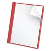 Oxford™ Clear Front Standard Grade Report Cover, Three-Prong Fastener, 0.5" Capacity, 8.5 x 11, Clear/Red, 25/Box Item: OXF55811