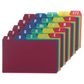 Oxford™ Durable Poly A-Z Card Guides, 1/5-Cut Top Tab, A to Z, 3 x 5, Assorted Colors, 25/Set Item: OXF73153