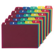 Oxford™ Durable Poly A-Z Card Guides, 1/5-Cut Top Tab, A to Z, 4 x 6, Assorted Colors, 25/Set Item: OXF73154