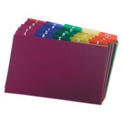 Oxford™ Durable Poly A-Z Card Guides, 1/5-Cut Top Tab, A to Z, 5 x 8, Assorted Colors, 25/Set Item: OXF73155