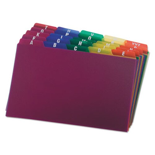 Oxford™ Durable Poly A-Z Card Guides, 1/5-Cut Top Tab, A to Z, 5 x 8, Assorted Colors, 25/Set Item: OXF73155