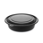 Pactiv Evergreen EarthChoice MealMaster Container with Lid, 32 oz, 8" dia x 2.12" h, 1-Compartment, Black/Clear, Plastic, 250/Carton Item: PCT0CN8083200BL