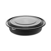 Pactiv Evergreen EarthChoice MealMaster Container with Lid, 48 oz, 10.13" Diameter x 2.13"h, 1-Compartment, Black/Clear, Plastic, 150/Carton Item: PCT0CN80948CSTC