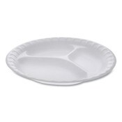 Pactiv Evergreen Placesetter Satin Non-Laminated Foam Dinnerware, 3-Compartment Plate, 9" dia, White, 500/Carton Item: PCT0TH10011