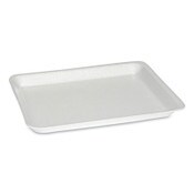 Pactiv Evergreen Supermarket Tray, #8S, 10.5 x 8.25 x 0.7, White, Foam, 500/Carton Item: PCT51P108S