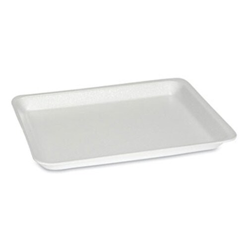 Pactiv Evergreen Supermarket Tray, #8S, 10.5 x 8.25 x 0.7, White, Foam, 500/Carton Item: PCT51P108S